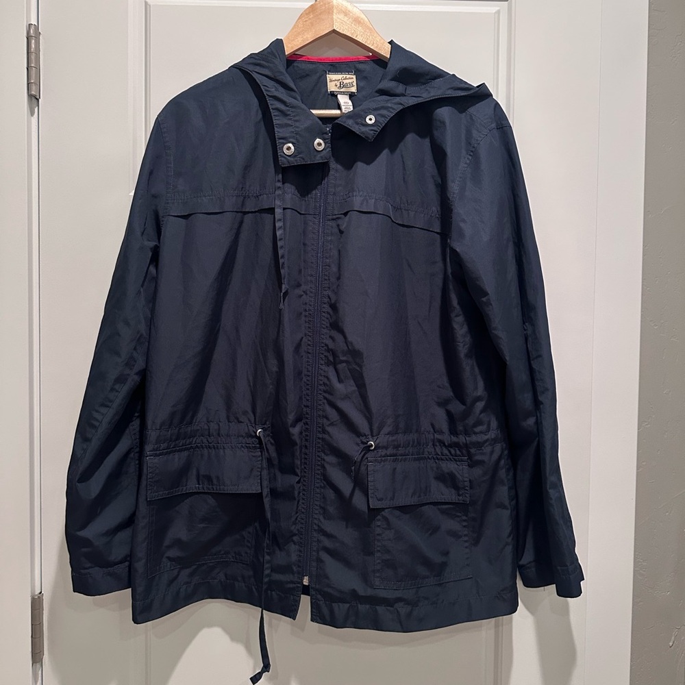 Heritage Collection by Bass Blue Windbreaker Jacket Size Medium Outdoor Hood - Picture 5 of 6